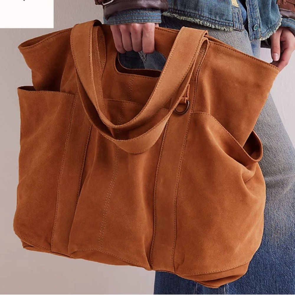 Gorgeous, Free People Suede Caravan Tote bag in Cognac❤️ NWT 🔥HP - Picture 5 of 9
